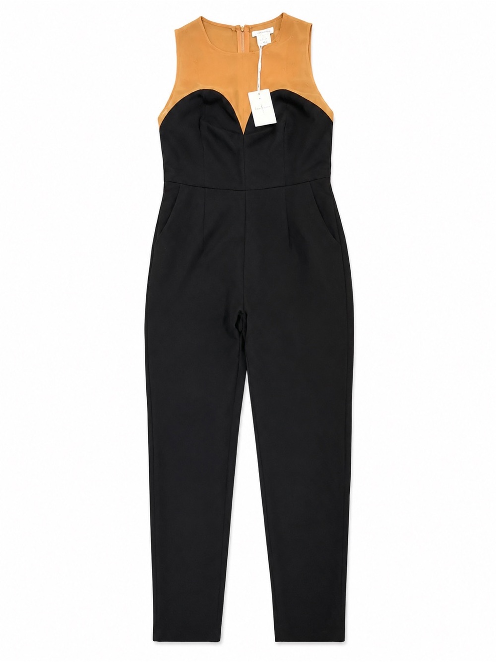 Foxiedox Black Camel Colorblock Jumpsuit NWT Size M $250 Retail